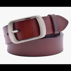 Dark Red Leather Belt